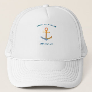 Blue Nautical Anchor yacht club boat marina  Trucker Hat