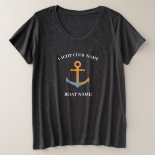 Blue Nautical Anchor yacht club boat marina welcom Plus Size T-Shirt