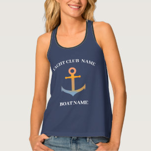 Blue Nautical Anchor yacht club boat marina welcom Tank Top