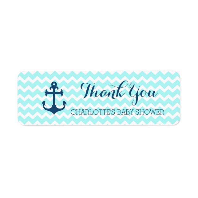 Blue Nautical Baby Shower Favor Labels (Front)