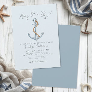 Blue Nautical Baby Shower Invitation
