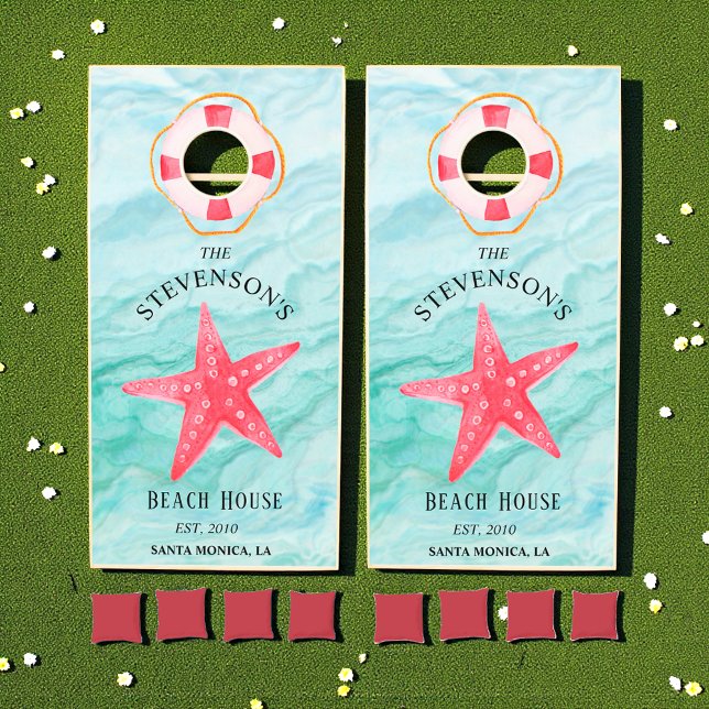 Blue Nautical Beach House  Cornhole Set (Creator Uploaded)