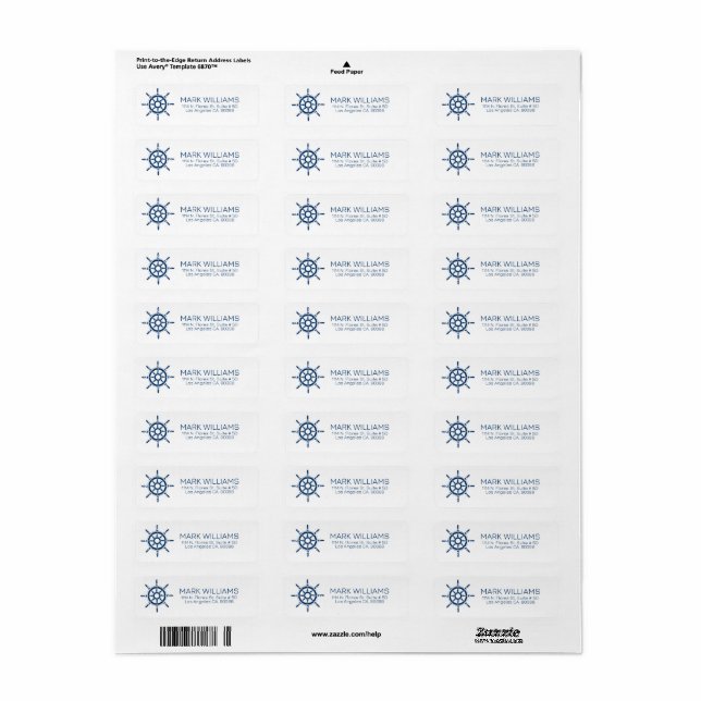 Blue nautical boat rudder label (Full Sheet)