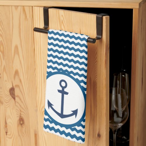 Blue Nautical Boating Anchor Kitchen Towel