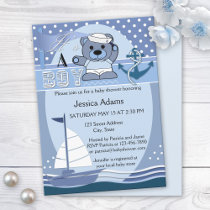 Blue Nautical Boy Baby Shower Invitation