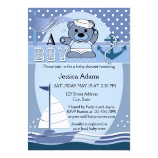 Blue Nautical Boy Baby Shower Invitation