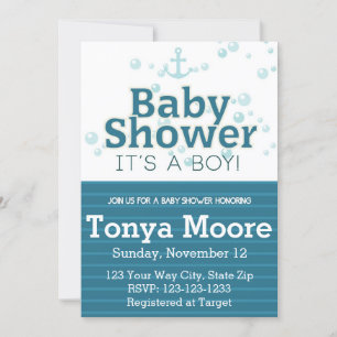 Blue Nautical Bubble Baby Shower Invitation