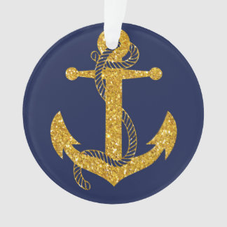 Blue Nautical Christmas Ornament Circle Anchor