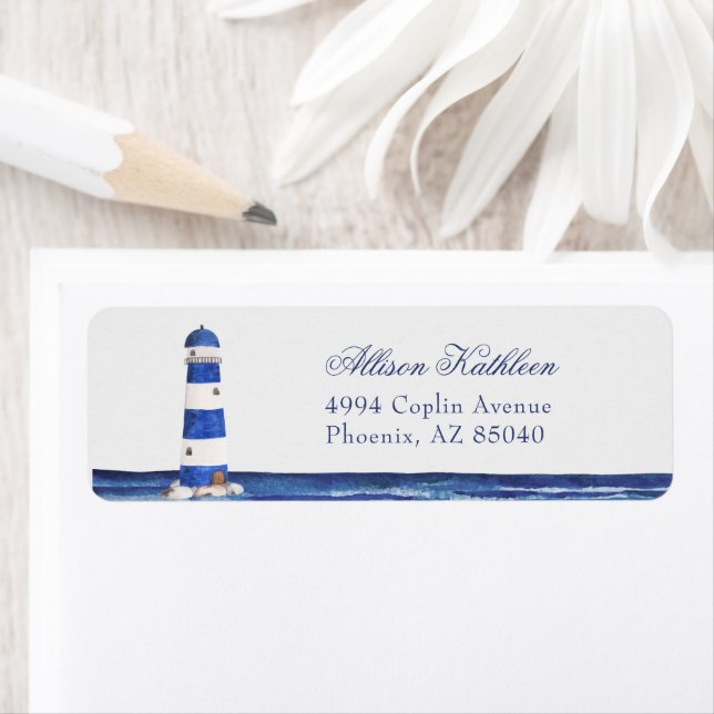 Blue Nautical Coastal Sea Bridal Shower Address Label (Insitu)