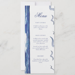 Blue Nautical Coastal Sea Bridal Shower Menu Card