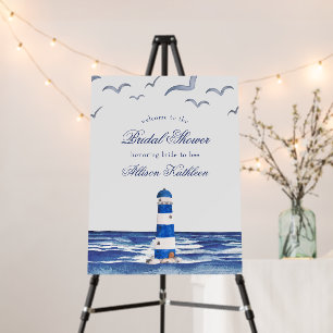 Blue Nautical Coastal Sea Bridal Shower Welcome Foam Board