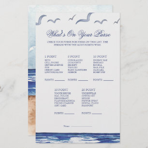 Blue Nautical Coastal Sea Whats on Your Purse Game