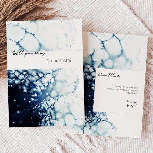 Blue Nautical Destination Groomsman Proposal Invitation