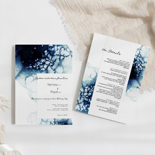 Blue Nautical Destination Wedding Details and Invitation