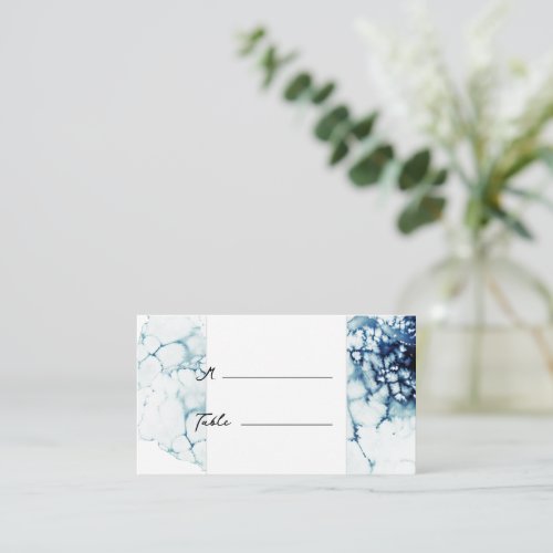 Blue Nautical Destination Wedding Flat Place Card