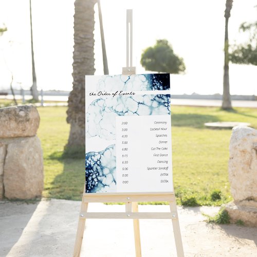 Blue Nautical Destination Wedding Order of Events Foam Board