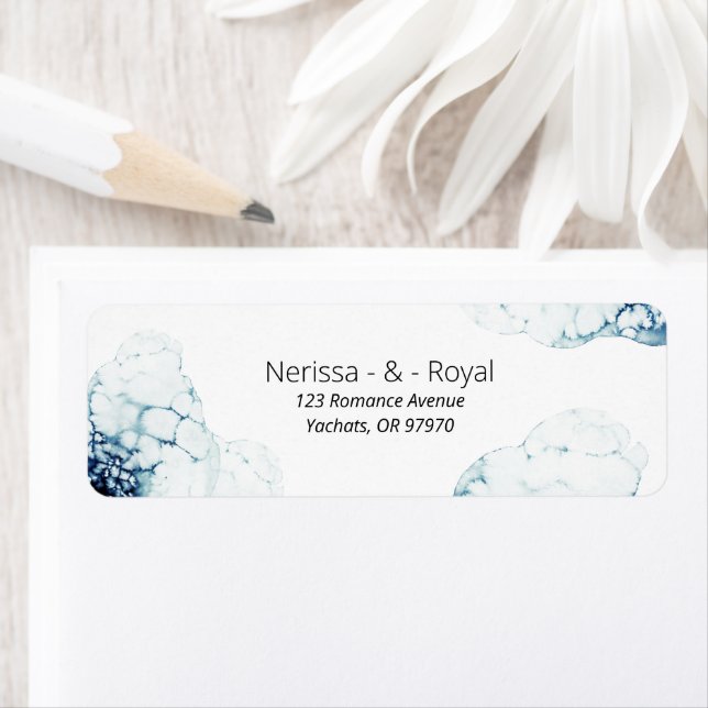 Blue Nautical Destination Wedding Return Address Label (Insitu)