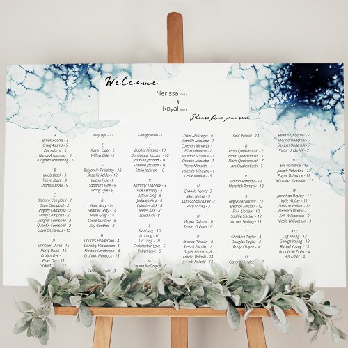 Blue Nautical Destination Wedding Seating Chart Foam Board