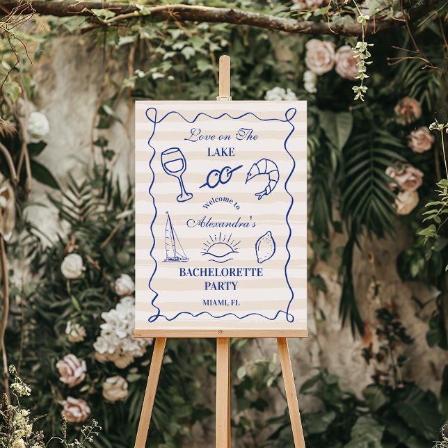 Blue Nautical Lake Bachelorette Party Foam Board (Creator Uploaded)