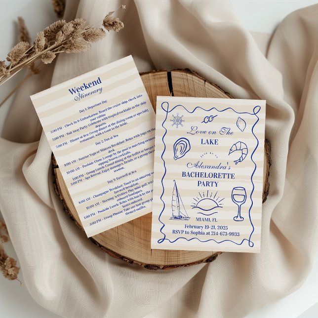 Blue Nautical Lake Bachelorette Party Itinerary Invitation (Creator Uploaded)