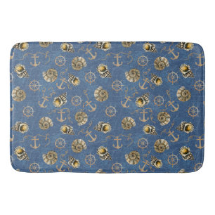 blue nautical pattern bath mat