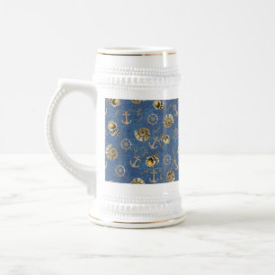 blue nautical pattern beer stein