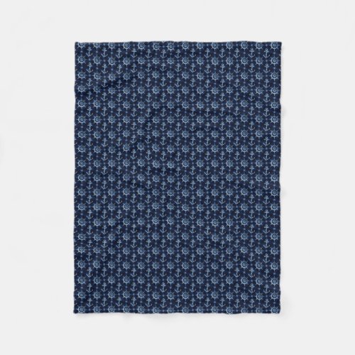 Blue Nautical Pattern Small Fleece Blanket