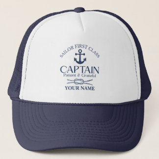 Blue Nautical personalized Sailor captain  Trucker Hat