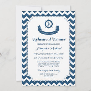Blue Nautical Rehearsal Dinner Party Invitation