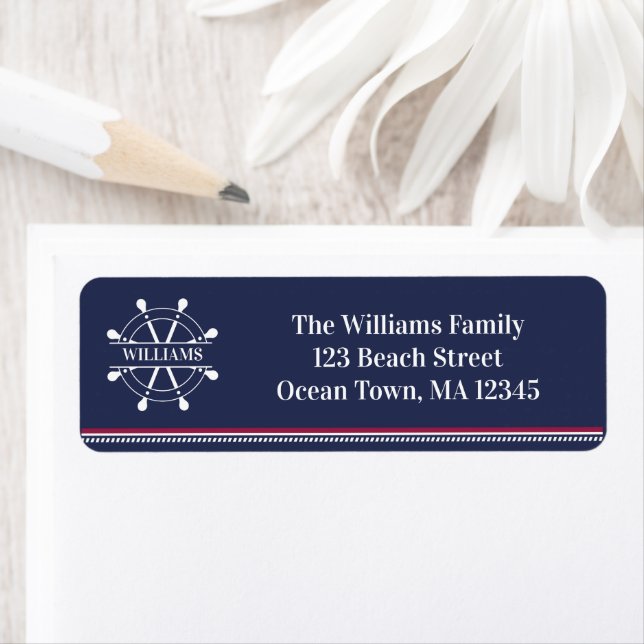 Blue Nautical Return Address Label (Insitu)