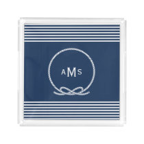 Blue Nautical Rope Frame Monogram Acrylic Tray