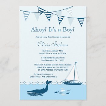 Blue Nautical Sailboat Baby Boy Shower Invitation by Jamene at Zazzle