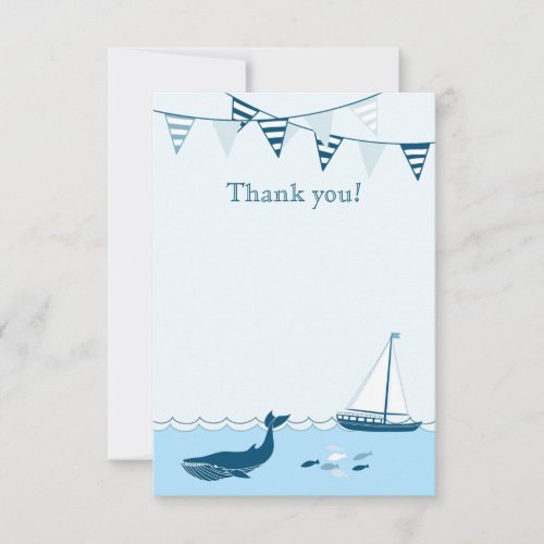 Blue nautical sailboat baby boy shower thank you custom invitation