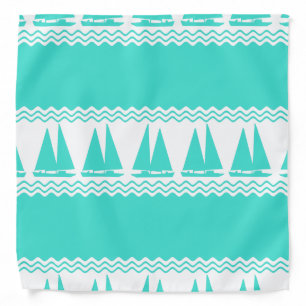 Blue Nautical Sailboat Coastal Stripes Bandana