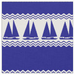 Blue Nautical Sailboat Coastal Stripes Fabric