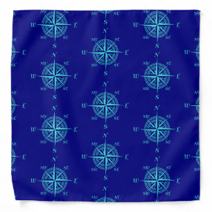 Blue Nautical Sailing Compass Bandana