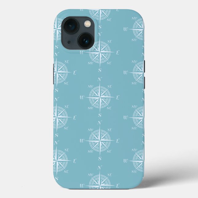 Blue Nautical Sailing Compass Case-Mate iPhone Case (Back)
