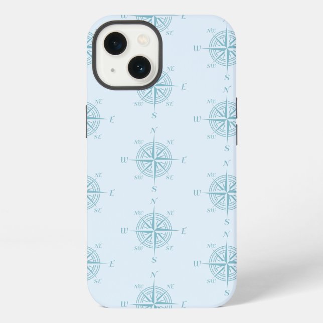 Blue Nautical Sailing Compass Iphone Case (Back)