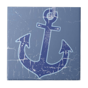 Blue Nautical Sailor Anchor Ceramic Tile