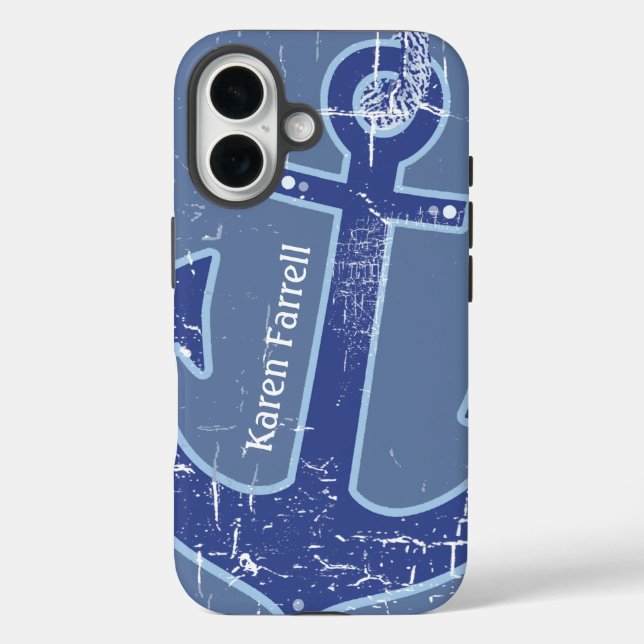 blue nautical sailor anchor personalized Case-Mate iPhone case (Back)