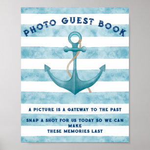 Blue Nautical Sailor Baby Shower Guest Book Sign