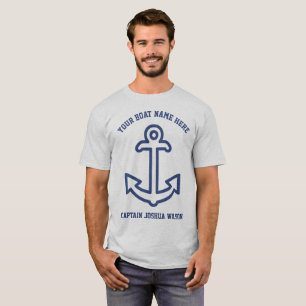 Blue Nautical Ship Anchor Personalized T-Shirt