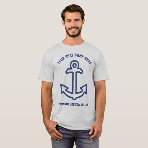 Blue Nautical Ship Anchor Personalized T_Shirt