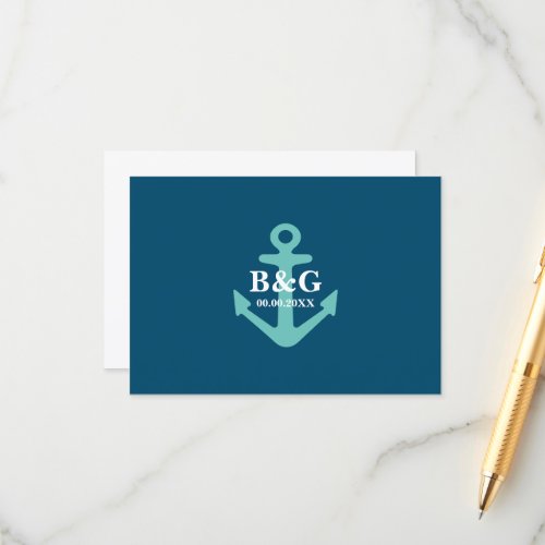 Blue nautical ship anchor wedding enclosure cards