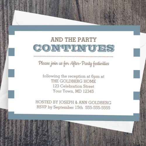 Blue Nautical Stripe After Party Card