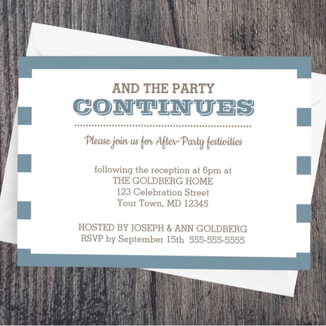 Blue Nautical Stripe After Party Card (Creator Uploaded)
