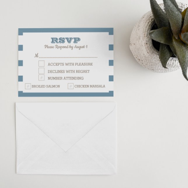 Blue Nautical Stripe RSVP Card (Creator Uploaded)