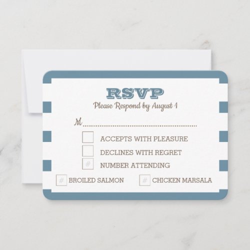 Blue Nautical Stripe RSVP Card