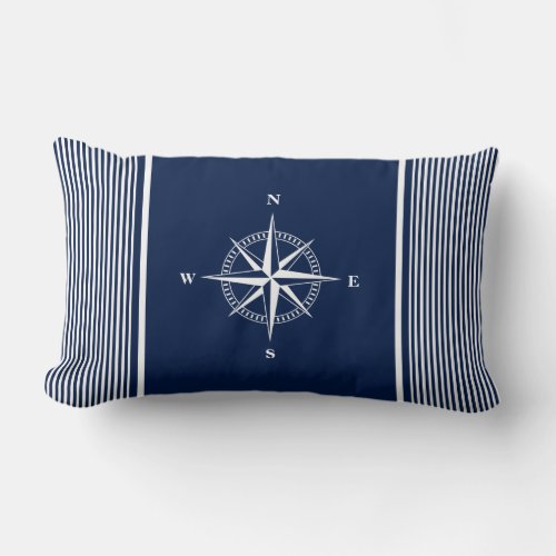 Blue Nautical Striped Pillow with Nautical Star