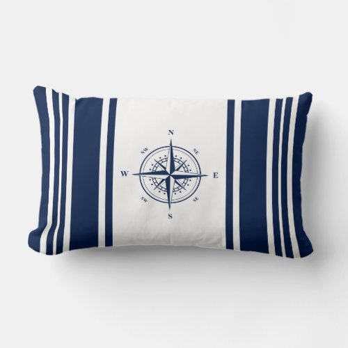 Blue Nautical Striped Pillow with Nautical Star